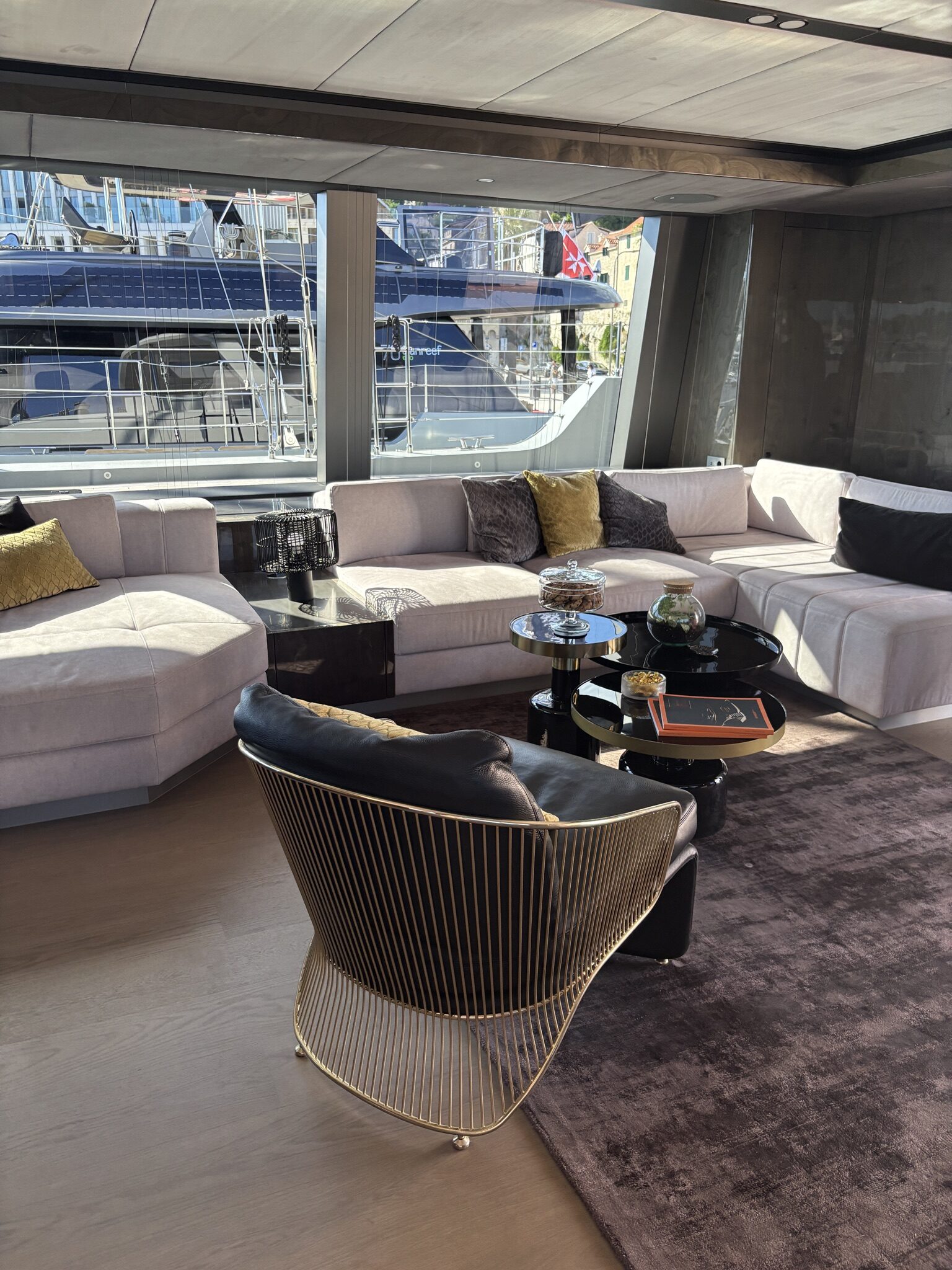Lounge seating in the main saloon of XMOTION